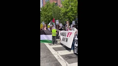 USA: LAOCIE community protest outside the zionist consulate Stock Footage 280846916