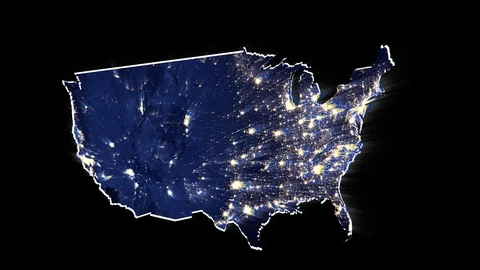 USA Light Map. Alpha Channel Included. Stock Footage 88430322