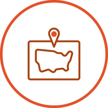 USA location icon, map pin pointing a location in america in a circle 스톡 일러스트
