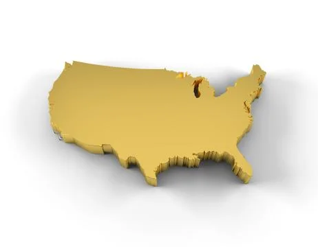 USA map 3D gold with clipping path Stock-Illustration