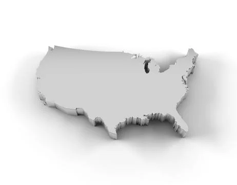 USA map 3D silver with clipping path イラスト素材