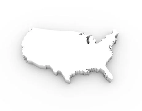 USA map 3D white with clipping path Stock-Illustration