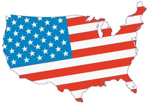 USA Map with American Flag Design Stock Illustration