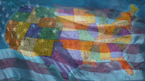 USA Map and Flag 動画素材 643186
