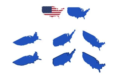 USA Map and Flag in isometric style. United States of America Flat vector ill イラスト素材