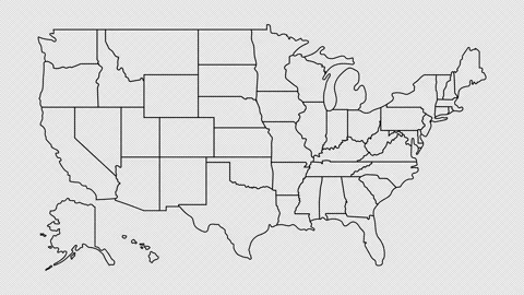 USA map animation. USA Map Showing Up Intro By States 4k animated american map Stock Footage 151803002