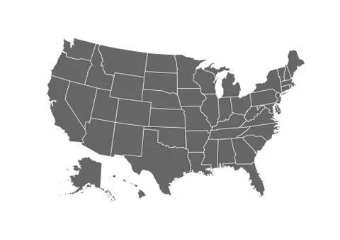 USA map for atlas vector icon isolated on white background Stock Illustration