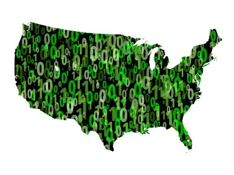 Usa map with binary code イラスト素材