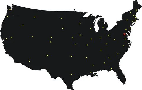 Usa Map Black Black map of United States of America on the white backgroun... Stock-Fotos