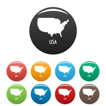 USA map in black set vector simple Ilustração Stock