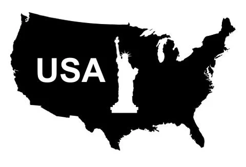 USA Map Black Vector Silhouette Illustration Stock Illustration