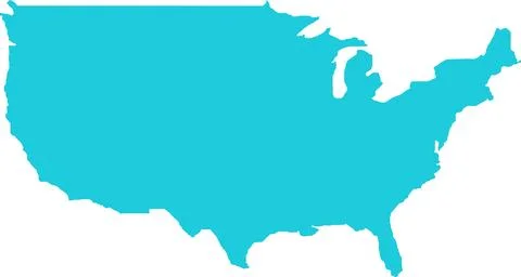 USA MAP in Blue, Country Map, USA, Border Map, Border line of USA, Geograph.. Stock Illustration