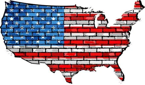 USA map on a brick wall Stock Illustration
