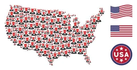 USA Map Collage of Devil Stock Illustration
