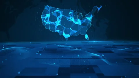 USA Map Digital Number Code Business Security Key Background Stock Footage 339045583