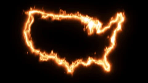 USA map in fire effect loop animation Stock Footage 130161387