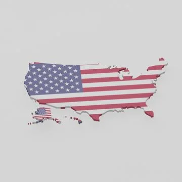 Usa map with flag 3D Model