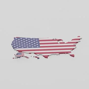 Usa map with flag ~ 3D Model ~ Download #91427328 | Pond5