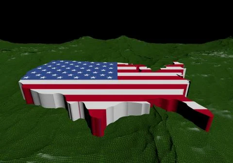 Usa map flag in abstract ocean of binary illustration Illustrazione stock