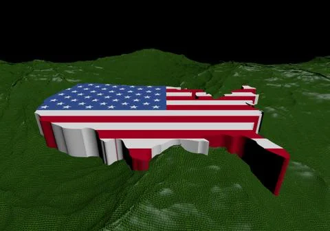 Usa map flag in abstract ocean of binary illustration Illustrazione stock