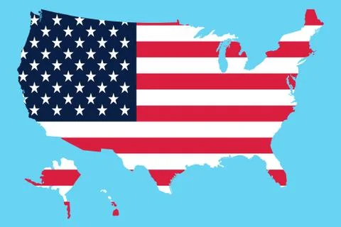 USA Map Flag on a blue background Stock Illustration