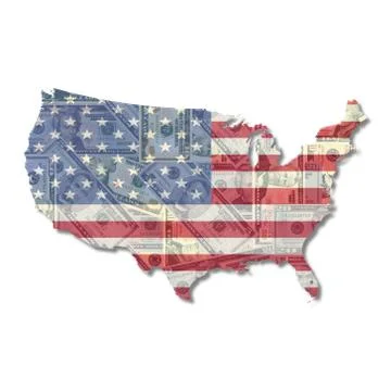 Usa map flag with dollars Stock Illustration