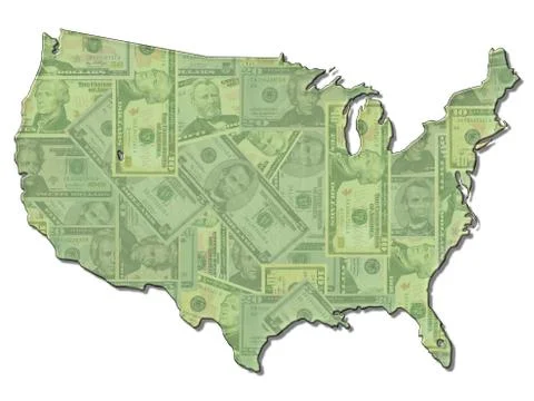 Usa map flag with dollars Stock Illustration