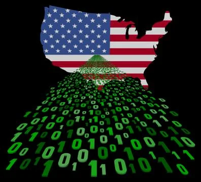 Usa map flag with green binary code foreground illustration Illustrazione stock