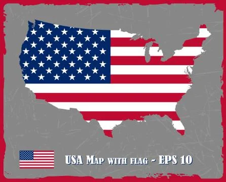 USA Map With Flag On Grey Background Vector Illustration Stock Illustration