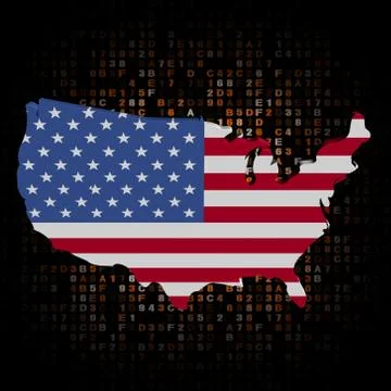USA map flag on hex code illustration Illustrazione stock