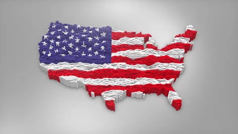 USA Map with Flag Intro Background Stock Footage 315160674