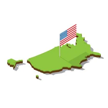 Usa map with flag isometric Stock Illustration