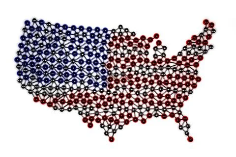 USA map with flag made of  Metallic colored chrome sphere Stock Illustration