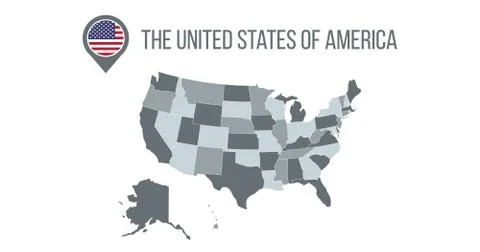 USA Map with flag in the map pin. Infographics design. Infographic template Stock Illustration