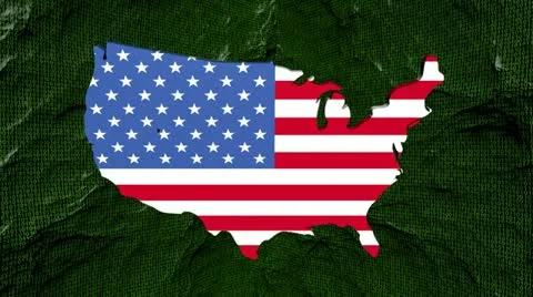 USA map flag with moving binary background animation Stock Footage