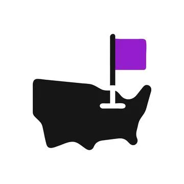 USA map with flag pin. Concept of location, travel, and destination. Illustrazione stock
