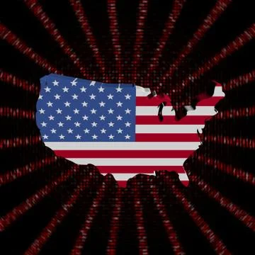 USA map flag on red hex code burst illustration Stock Illustration