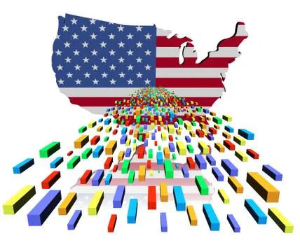 Usa map flag reflected with containers illustration Stock Illustration