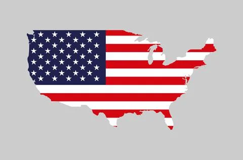 USA map flag vector icon on white background Stock Illustration