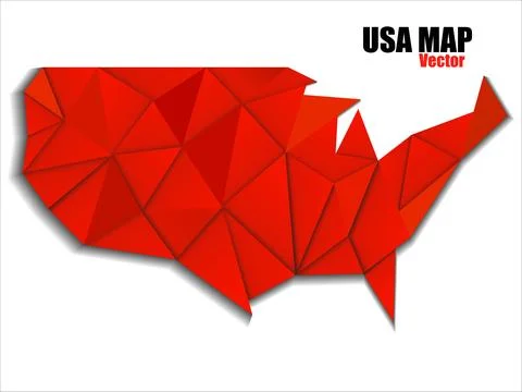 USA map in geometric polygonal style with shadow, geometric design, vector Stock Illustration