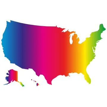 USA Map Gradient Rainbow Colors Stock Illustration