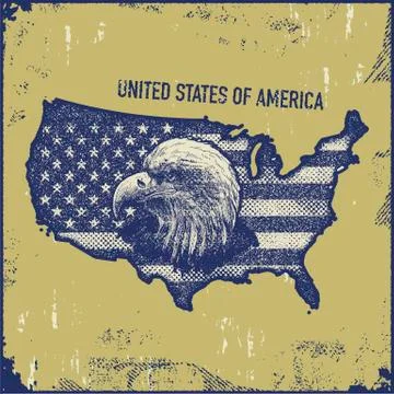 USA map grunge style Stock Illustration