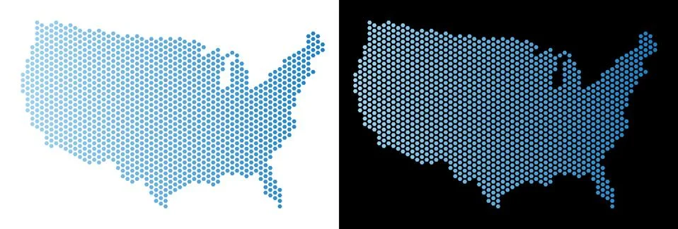 USA Map Hex Tile Abstraction イラスト素材