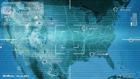 USA Map High Tech Scanning blue | Stock Video | Pond5
