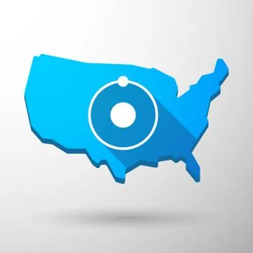 Usa map icon with an atom Illustrazione stock