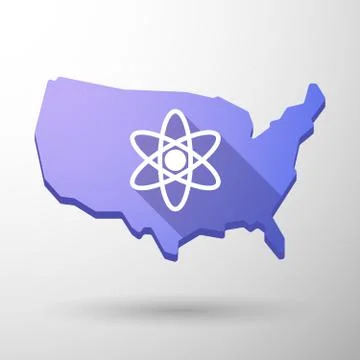 Usa map icon with an atom Illustrazione stock