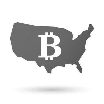 USA map icon with a bit coin sign Stock Illustration