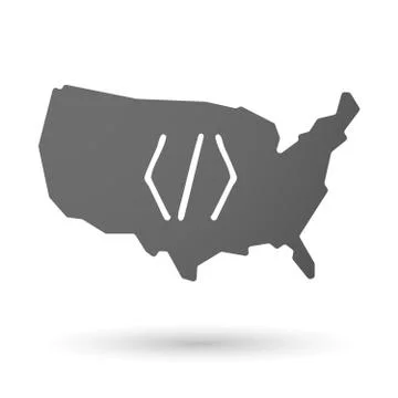 USA map icon with a code sign Illustration