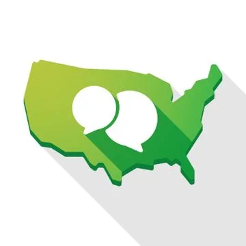 Usa map icon with a comic balloon Stock Illustration