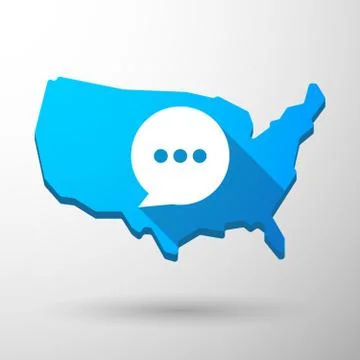 Usa map icon with a comic balloon Stock Illustration